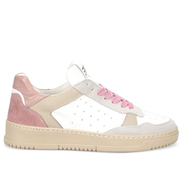 Sneaker da donna EP13 Effetti Personali Rock in pelle bianca e suede rosa e beige