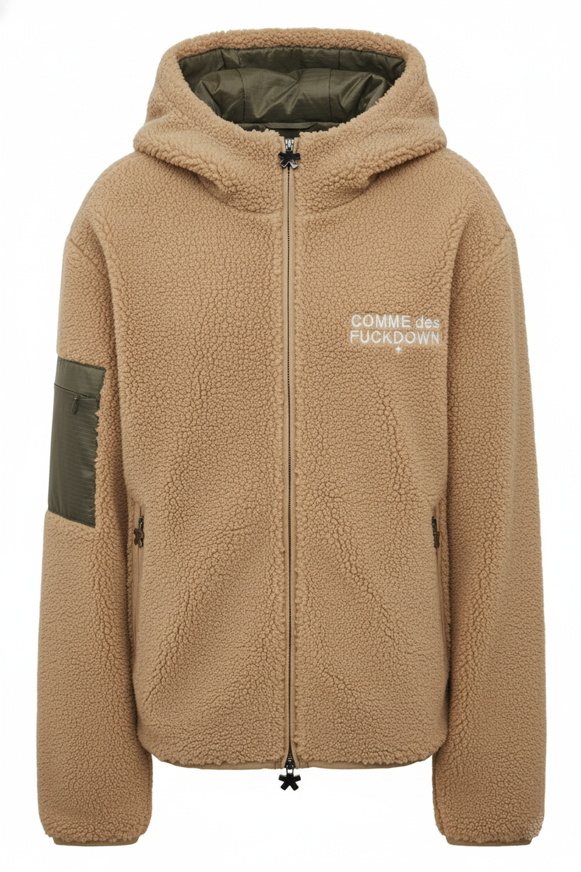 COMME DES FUCKDOWN - Orsetto Full Zip con Cappuccio, Ricami e Tasca sulla Manica