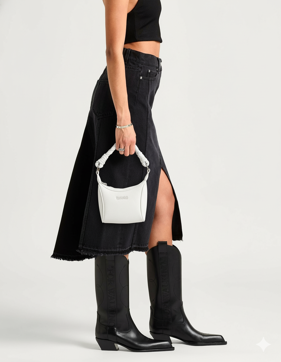 Borsa MINI Bianca Disclaimer con manico e tracolla