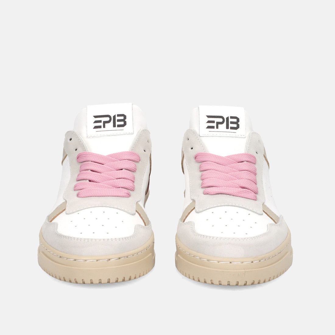 Sneaker da donna EP13 Effetti Personali Rock in pelle bianca e suede rosa e beige