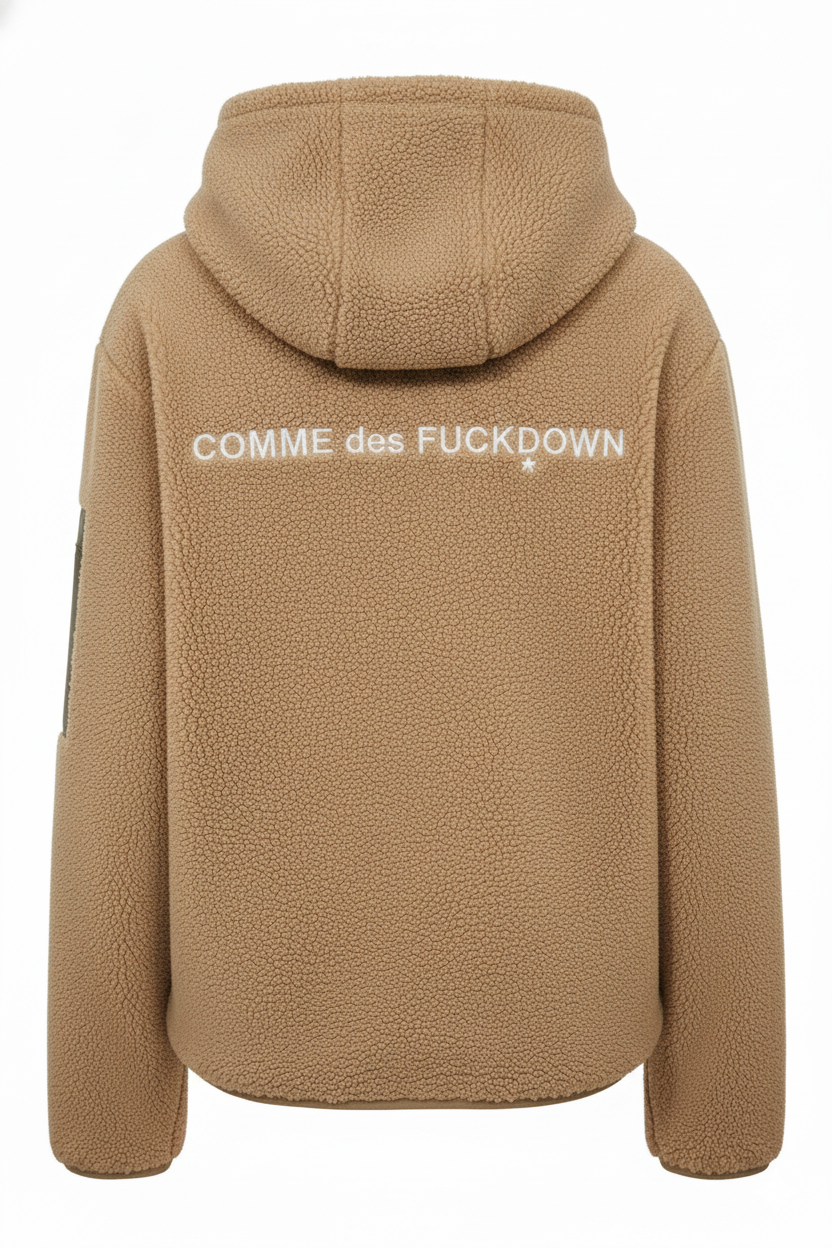 COMME DES FUCKDOWN - Orsetto Full Zip con Cappuccio, Ricami e Tasca sulla Manica