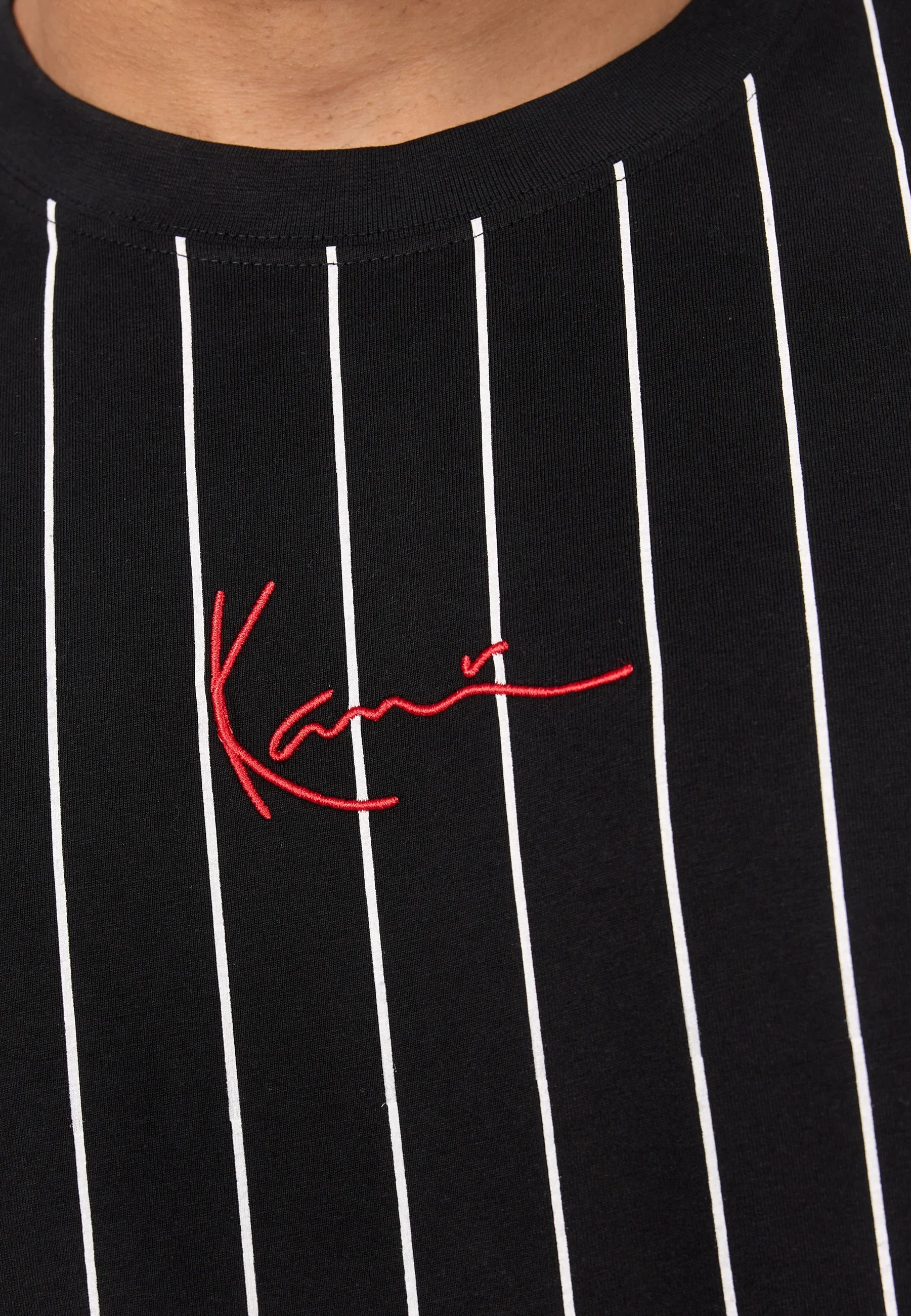 SMALL SIGNATURE PINSTRIPE TEE - T-shirt con stampa - black