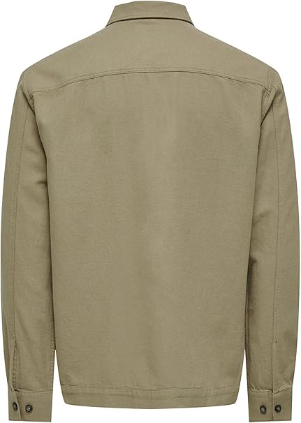 ONLY & SONS Onskennet LS Linen Noos-Maglietta Oversizer Giacca a Camicia Uomo