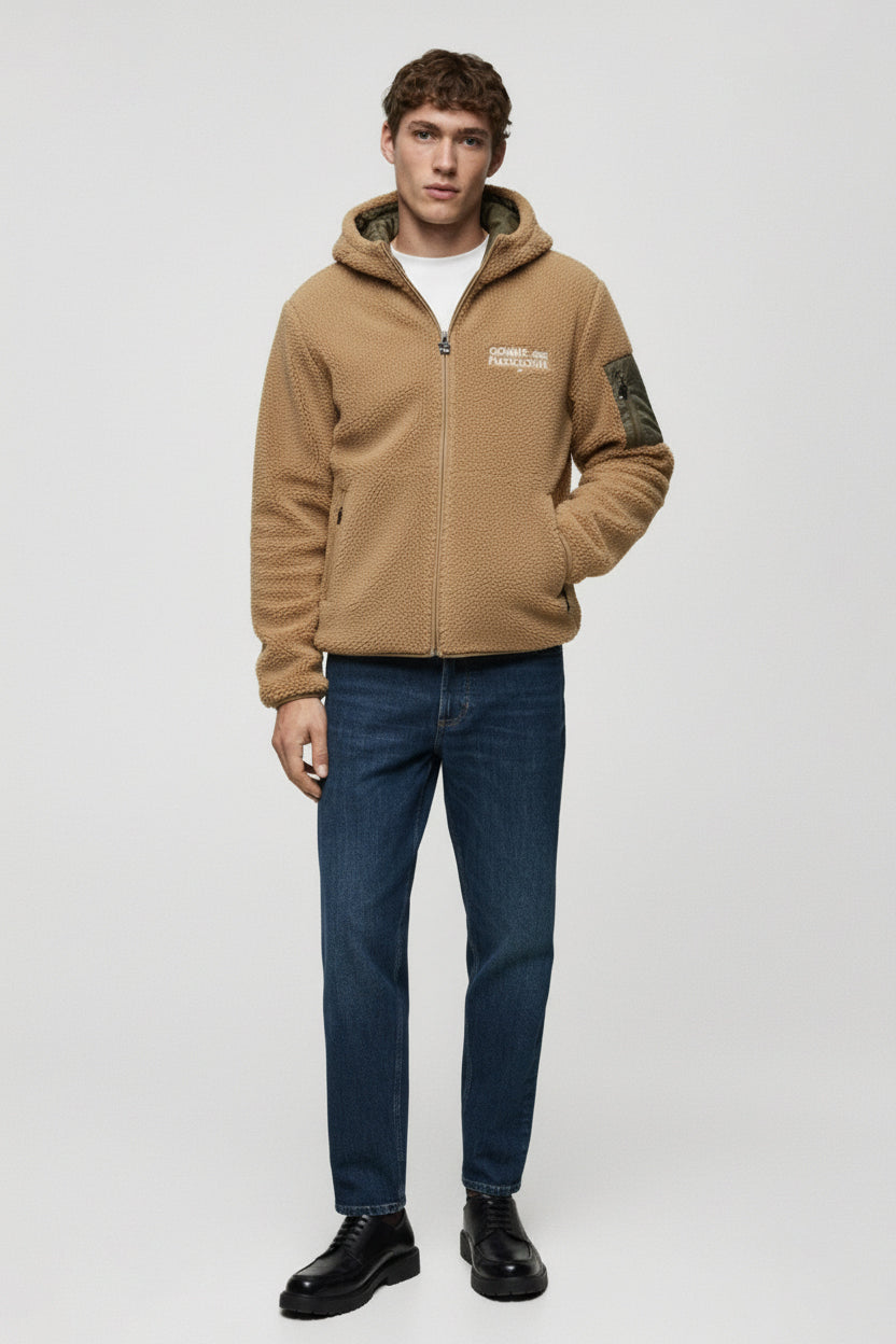 COMME DES FUCKDOWN - Orsetto Full Zip con Cappuccio, Ricami e Tasca sulla Manica