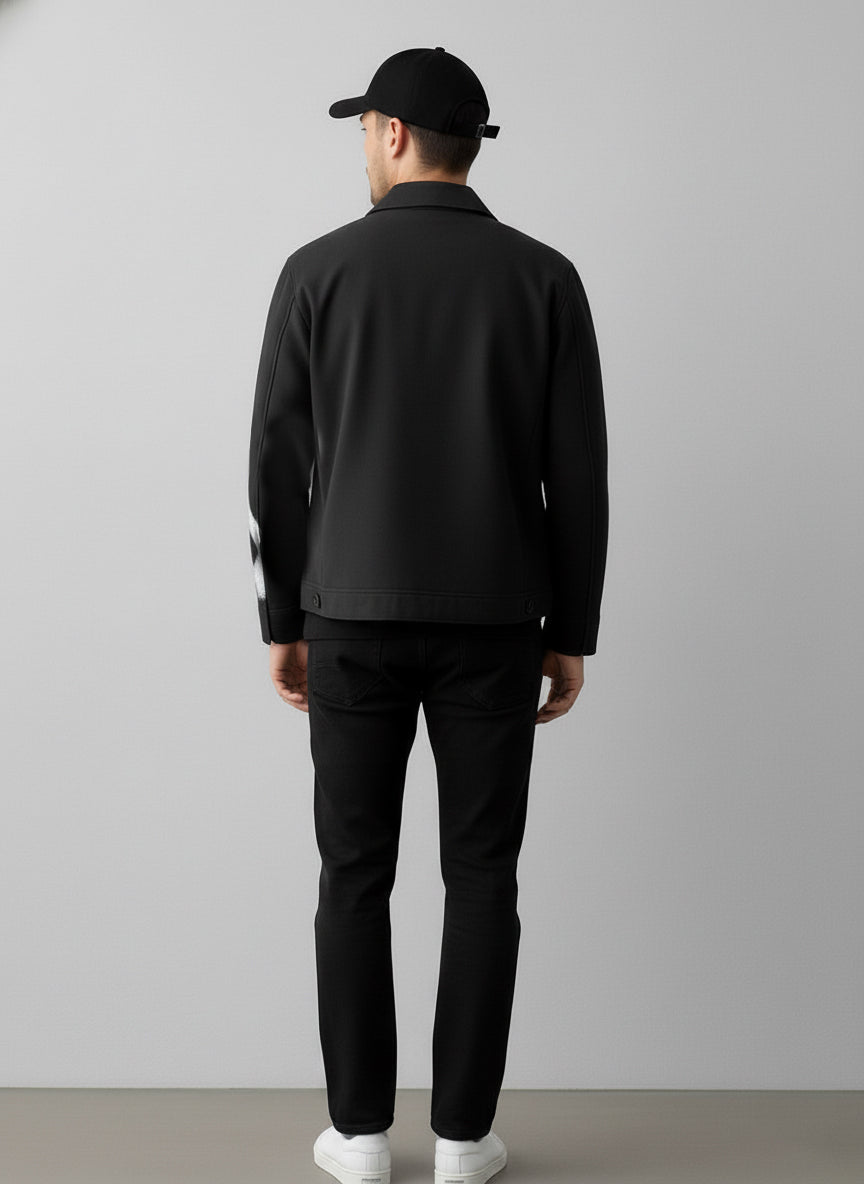 Giacca DISCLAIMER in gabardine stampa logo nera